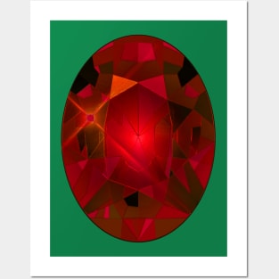 Red and Pink Oval Shape Gemstone Posters and Art